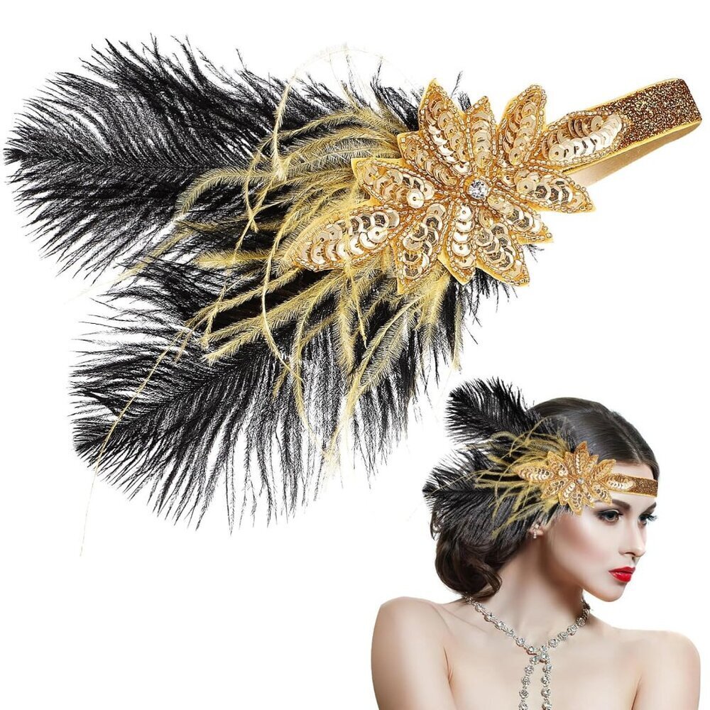 Sequin Flapper Headband 1920s Costume Accessory for Weddings and Parties
